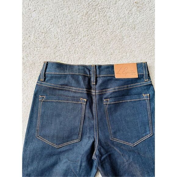 L’Exposition Dark Denim low riseJeans bootcut flare patches Equstrian sz 24 - Picture 12 of 13